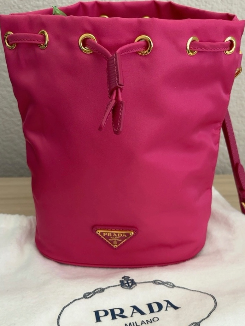 PRADA Fuchsia Tessuto Nylon Drawstring Wristlet Pouch - Picture 8 of 8